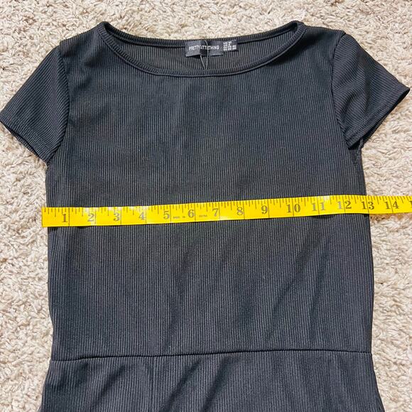 Pretty Little Thing Black Basics Stretch Knit Dress Short Sleeve 8 - Picture 2 of 4